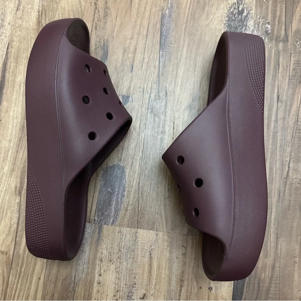 Crocs Classic Platform Slide Sandals Iconic Comfort Dark Cherry - Picture 4 of 9